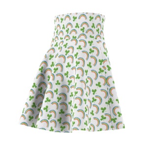 Irish Gifts Shamrocks and Rainbows Pattern Women's Skater Skirt St. Paddy Day Apparel image 5