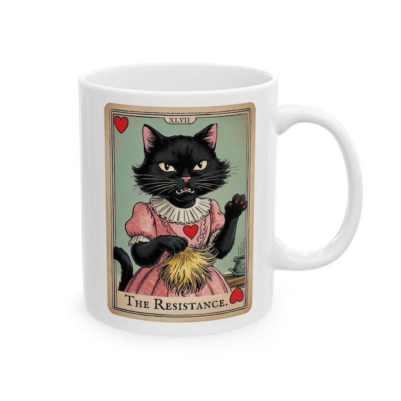 Cat Lady Tarot Card Ceramic Mug: Anti-Trump Political Statement image 5