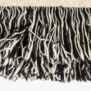 May include: Black and white fringe trim with a zebra print pattern.
