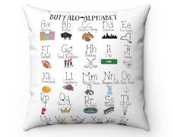 Buffalo Alphabet Pillow, A-Z Print – Buffalo NY Gift