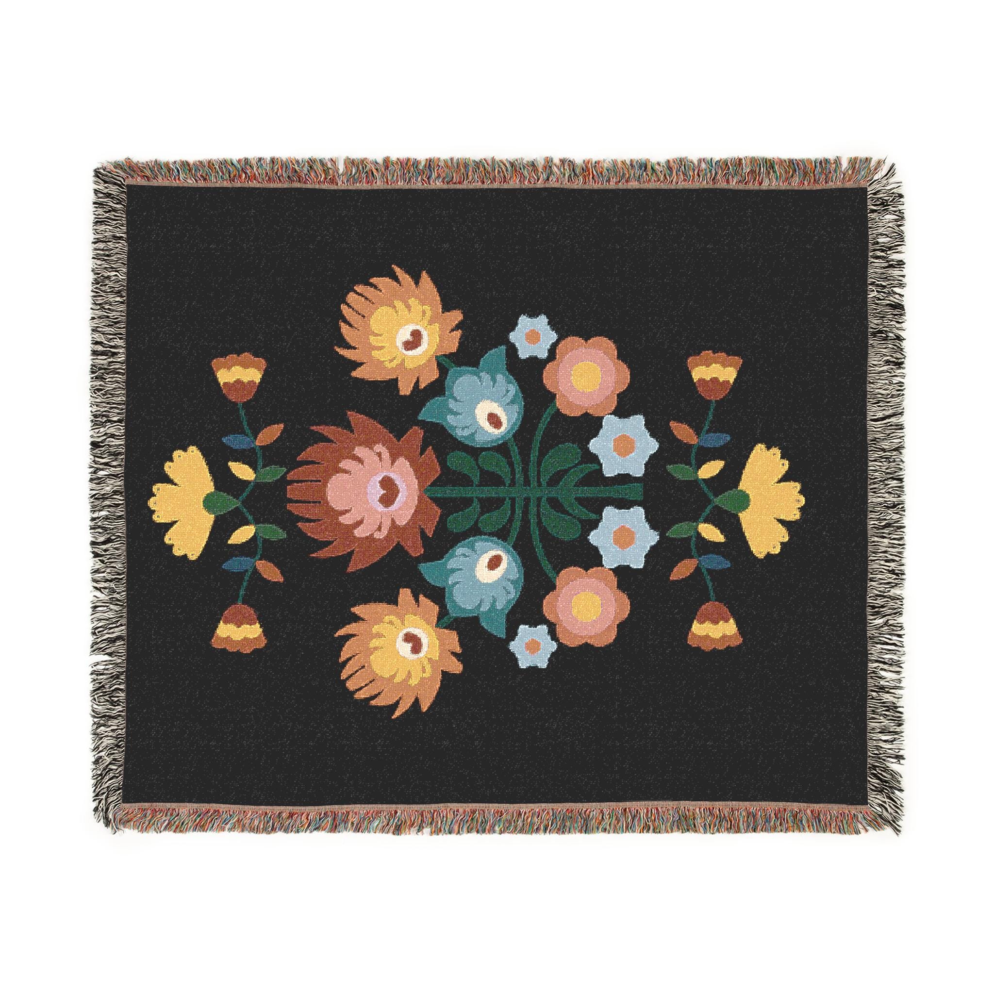 Polish Folk Art Woven Blanket: Wycinanki Floral Bed Throw - Etsy