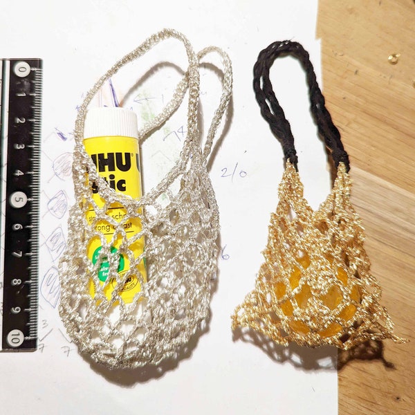 1 mini bag for a gold or silver doll. Customizable gift. Original creation Lug and Mi in Paris with a Kyoto thread