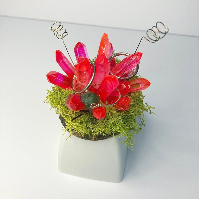 Handmade Whimsical Crystal Ring Jewelry Holder Moss Ring Cone Dish Crystal Ring Holder