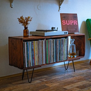 Mueble de roble para tocadisco y discos de vinilo, compo roble La Redoute  Interieurs