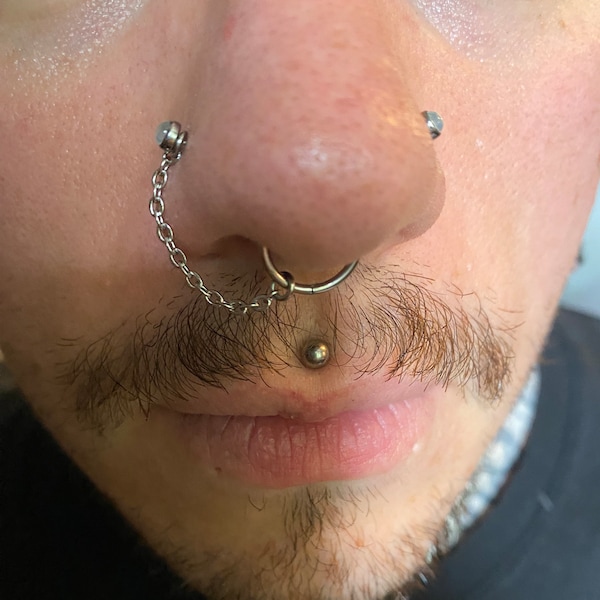 Näskedja i rostfritt stål: Smycken för näsa till septumpiercing