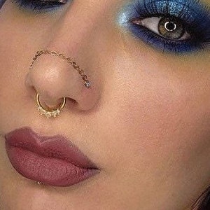 Gold stainless steel Nose chain, nostril chain, piercing chain,nose chain, nasalang,nose cuff, nose piercing chain, nosechain