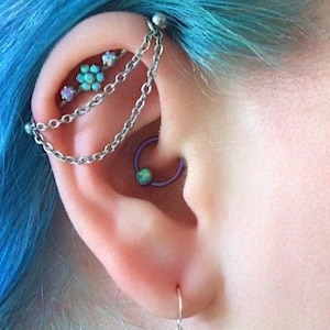 Barbell piercing chain, Ear piercing chain, industrial piercing/scaffolding, piercing jewellery, barbell, ear chain, industrial chain, chain