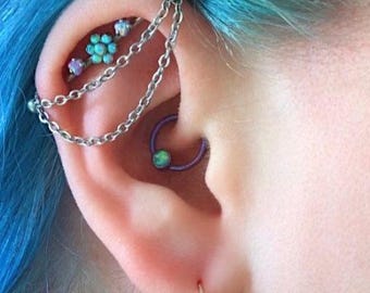 Barbell piercing chain, Ear piercing chain, industrial piercing/scaffolding, piercing jewellery, barbell, ear chain, industrial chain, chain