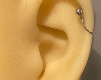 Dainty helix chain, box chain, cartilage piercing, earring chain, forward helix, ear chain, piercing chain, helix chain, chain earring,
