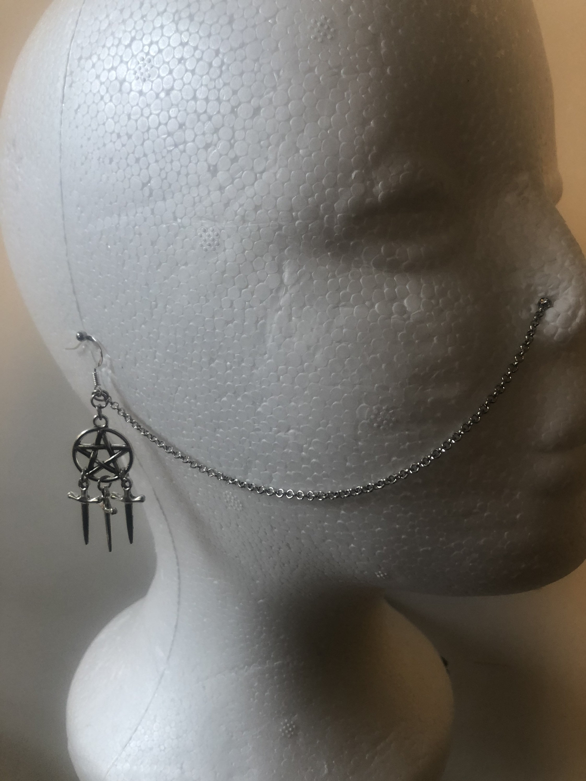 Nero Orecchini Pentagramma da Uomo Donna Ragazzi, Unisex Orecchini a Lobo, Acciaio Inossidabile, 2 Pezzi