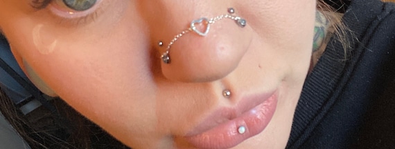Heart Nose Chain Nose Chain Nose Piercing Chain Nostril Chain