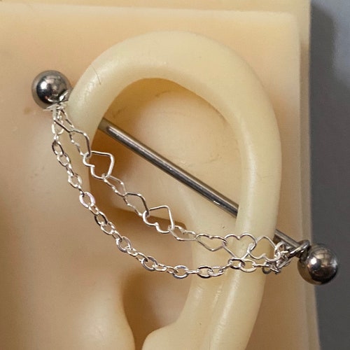Barbell Chain Ear Piercing Chain Industrial Etsy