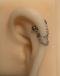 Convertible Chain Ear Jacket: Stainless Steel Helix Cartilage Piercing