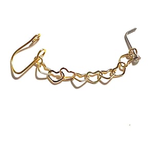 Faux nose chain cuff and stud, Nose chain, nostril chain, nose chain, nasalang, nostril piercing chain, nose cuffs, fake nose chain