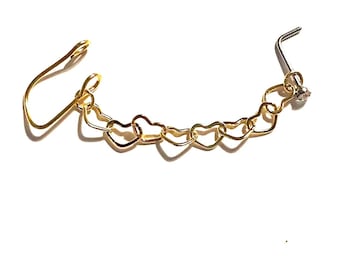 Faux Nose Chain Cuff & Stud: Stainless Steel, Custom Length