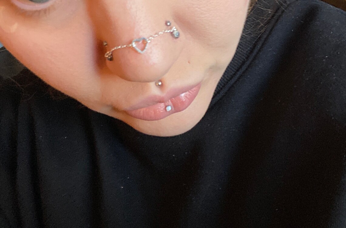 Heart Nose Chain Nose Chain Nose Piercing Chain Nostril Etsy