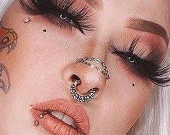 2 chain style Double Nose Chain: Stainless Steel Piercing Jewelry