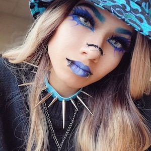 Suede, Stainless Steel Nose Chain: O Ring Double Nostril Piercing - Custom Length