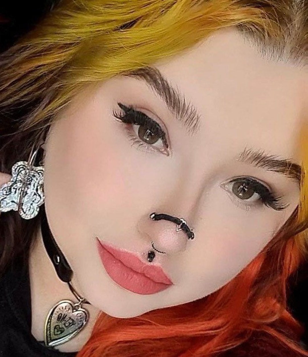 Heart O Ring Nose Chain, Nose Piercing Chain, Nostril Chain, Nose Chain, Nasalang, Nostril