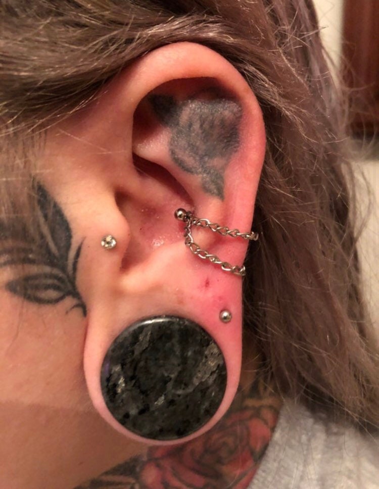 Stainless Steel Conch Piercing Chain: Ear Jacket, Custom Length