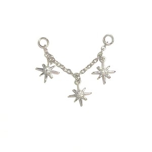 Star Charm Piercing Chain: Silver or Gold Dangle, Custom Length