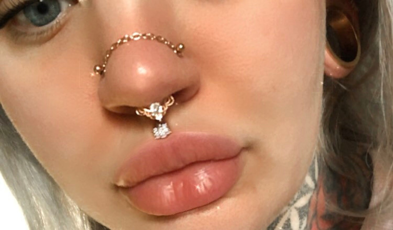 Nose chain for double/paired nose piercings or high nostril Etsy