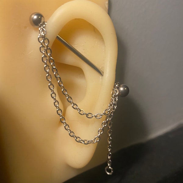 Barbell chain, Ear piercing chain, industrial piercing/scaffolding, piercing jewellery, barbell, ear chain, industrial chain