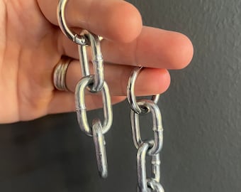 Handmade Stainless Steel Chain Ear Weights: Stretched Ear Jewelry