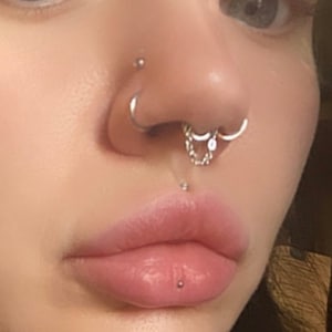 Fake septum piercing with chain, faux septum ring, fake septum piercing, faux septum chain and ring, septum chain