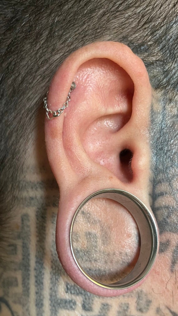 Heart Chain Ear Jacket: Stainless Steel Helix Cartilage Piercing