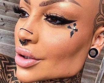 Black Stainless Steel Nose Chain: Double Nostril Piercing Jewelry