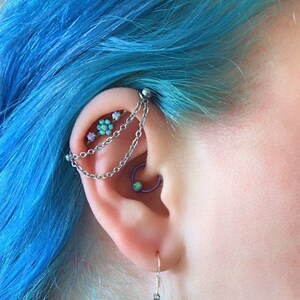 Barbell Kette, Ohr Piercing Kette, industrial Piercing/Gerüst, Piercingschmuck, Barbell, Ohrkette, industrial Kette