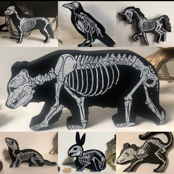 skeleton ornaments, anatomy art, animal anatomy, gothic decor, alternative decor, animal art, animal skeletons, skeleton decor, cat skeleton