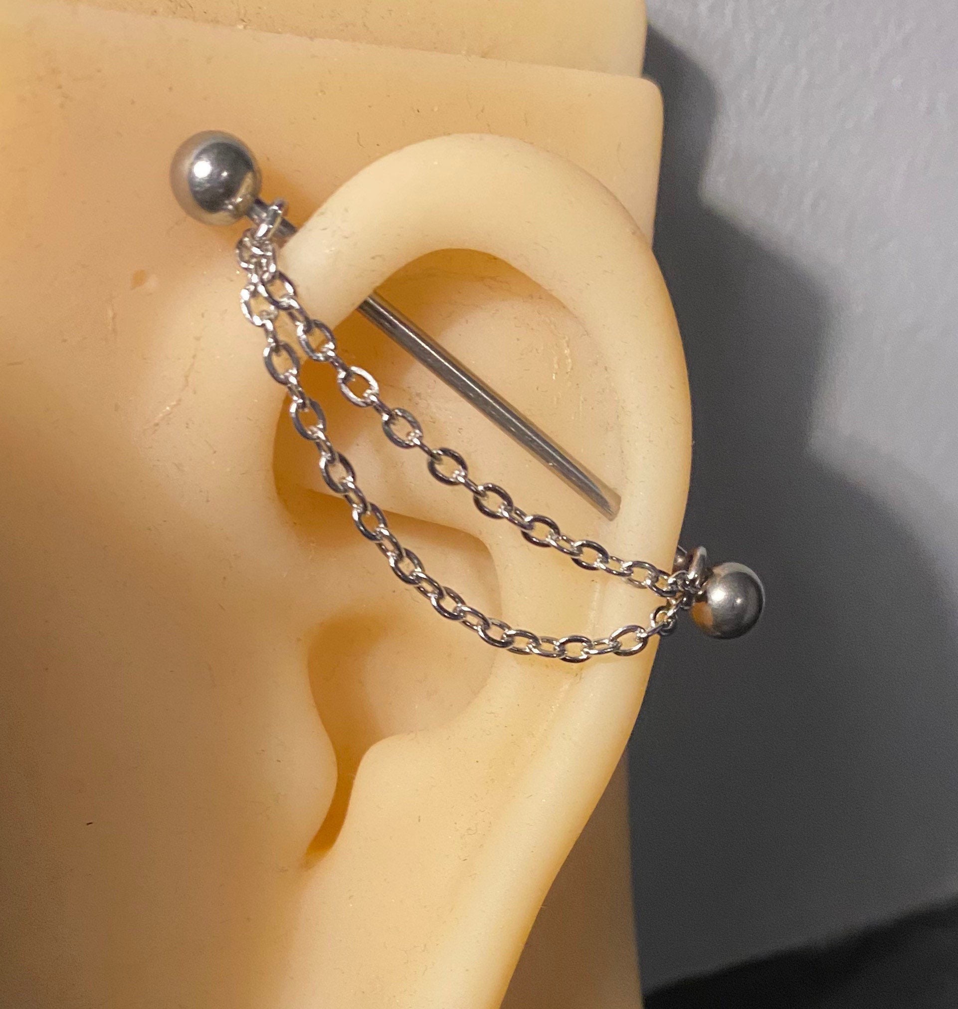 Barbell Chain Ear Piercing Chain Industrial | Etsy