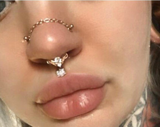 2 Style Double Nose Chain Nose Chain Nose Piercing Chain Etsy