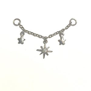 Silver Star Dangle Piercing Chain: Custom Length Body Jewelry