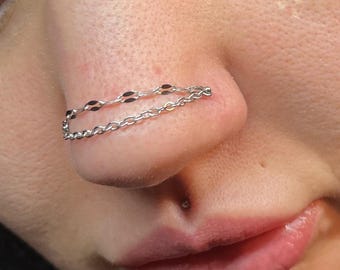 Stainless Steel Double Nose Chain - Piercing Jewelry