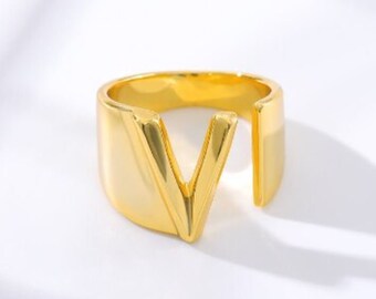 Letter V Ring Etsy Letter V Ring Etsy