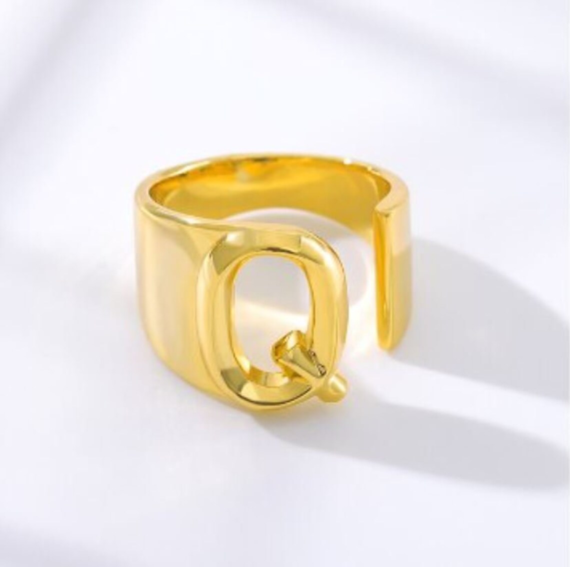 Letter Q Alphabet Ring A Z Thumb Hollow Opening Initial ...