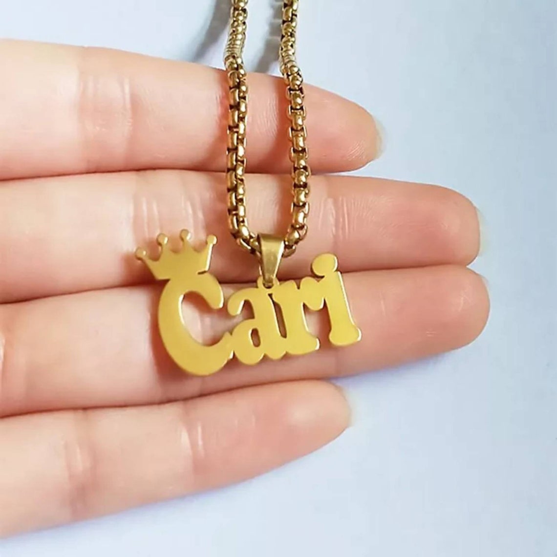 Personalized Boy Name Crown Necklace Children Name Custom Baby Etsy