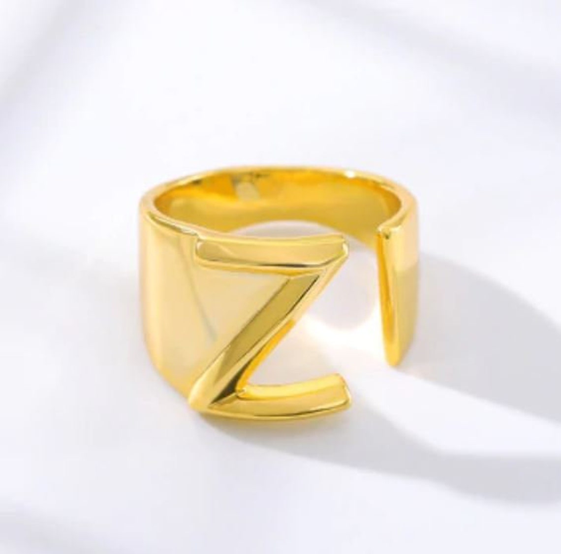 Letter Z Alphabet Ring A Z Thumb Hollow Opening Initial Name Etsy