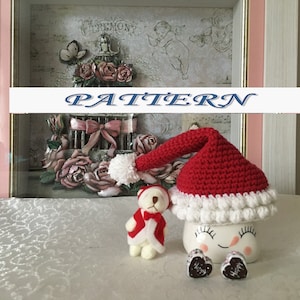 Crochet Marshmallow Mug Santa Hat Pattern:  Christmas Tiered Tray Decor (PDF Download, US Terms)