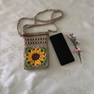 Sunflower Crochet Bag Granny Square Pattern, Crochet Granny Square Crossbody Bag pattern, Tote bag