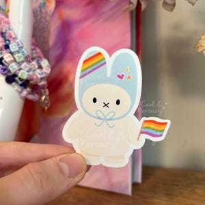 Bunny Pride Flag Glossy Sticker / Pride Stickers / Aesthetic Pride Merch / Trans Rights Sticker / LGBTQ Sticker