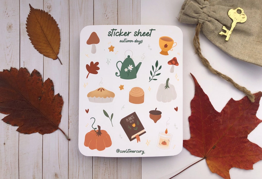 Fall Themed Matte Sticker Sheet Bullet Journal Stickers Planner ...