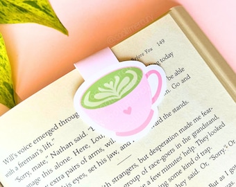 Leuke Matcha magnetische bladwijzer / Matcha minnaar bladwijzer / boekenliefhebber geschenken / cadeaus voor lezers / schattige boekenwurm / koffieliefhebber