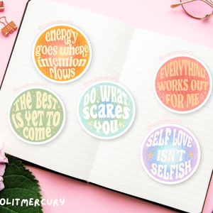 Bevestiging glanzende gestanste stickers | Laptopsticker | Leuke stickers | Esthetische sticker | Bevestigingssticker | Manifestatiesticker