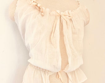 Alstroemeria Antique Edwardian corset cover sz xs | Edwardian antique cotton blouse embroidered crop top festival camisole cotton crop top