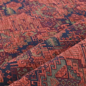 Tessuto tappezzeria, Kilim Design Fabric, Tessuto turco, arancione rosa medio Kilim, Copritavoli, Copriletto, Copridivani tribale sud-occidentale