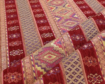 Gypsy fabric kilim design fabric turkish fabric ottoman fabric,orange geometric etnic tribal fabric,red moraccan fabric kilim
